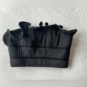 Amur zipper strapless top with ruffle top